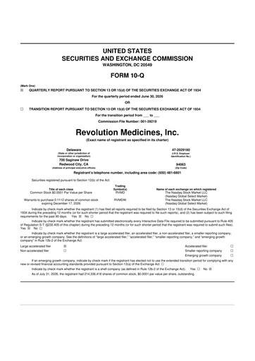 Thumbnail Revolution Medicines
 10-Q Quarterly Report FY2026 