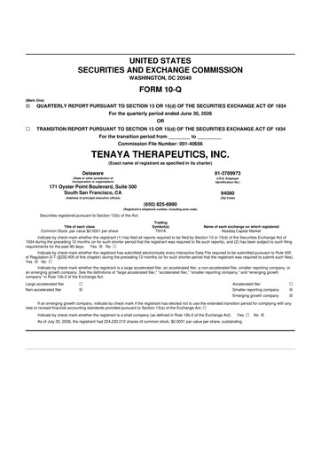 Thumbnail Tenaya Therapeutics 10-Q Quarterly Report FY2026 