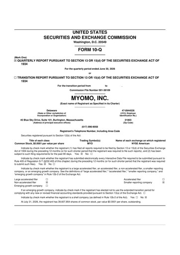 Thumbnail Myomo 10-Q Quarterly Report FY2026 