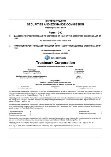 Thumbnail Trustmark 10-Q Quarterly Report FY2026 