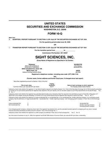 Thumbnail Sight Sciences 10-Q Quarterly Report FY2026 