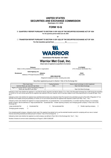 Thumbnail Warrior Met Coal
 10-Q Quarterly Report FY2026 