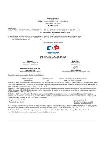 Vorschaubild CrossAmerica Partners 10-Q Quartalsbericht 2026 