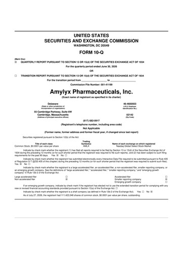 Vorschaubild Amylyx Pharmaceuticals 10-Q Quartalsbericht 2026 