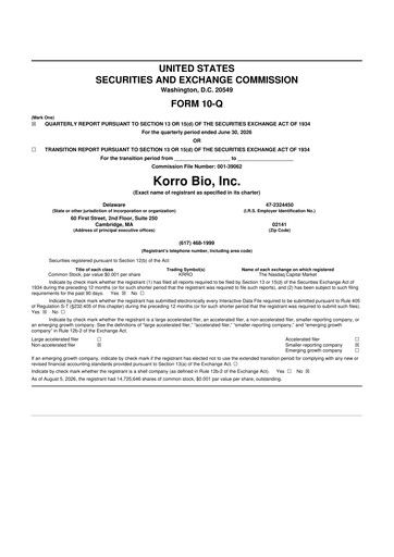 Thumbnail Korro Bio 10-Q Quarterly Report FY2026 