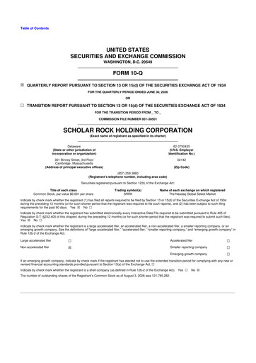 Thumbnail Scholar Rock Holding 10-Q Quarterly Report FY2026 
