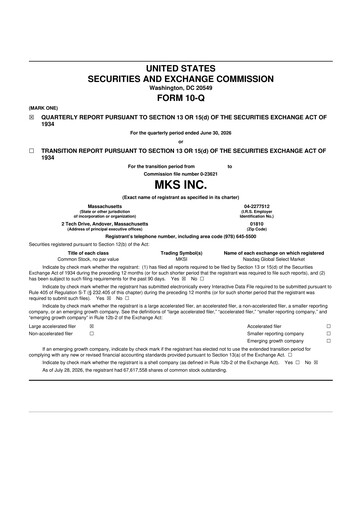 Vorschaubild MKS Instruments 10-Q Quartalsbericht 2026 