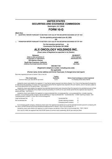 Thumbnail ALX Oncology 10-Q Quarterly Report FY2026 