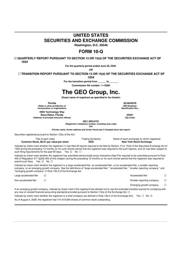 Thumbnail Geo Group 10-Q Quarterly Report FY2026 