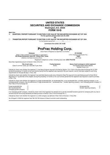 Thumbnail ProFrac 10-Q Quarterly Report FY2026 