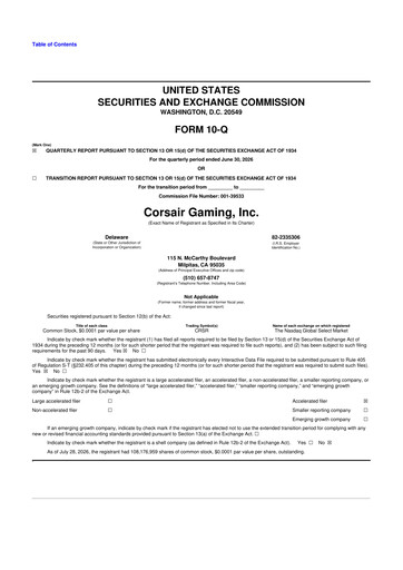 Thumbnail Corsair Gaming
 10-Q Quarterly Report FY2026 