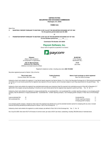 Miniature Paycom
 10-Q Rapport trimestriel 2026 