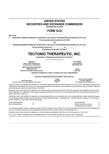 Thumbnail Tectonic Therapeutic 10-Q Quarterly Report FY2026 