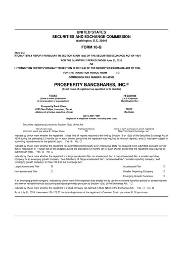 Thumbnail Prosperity Bancshares
 10-Q Quarterly Report FY2026 