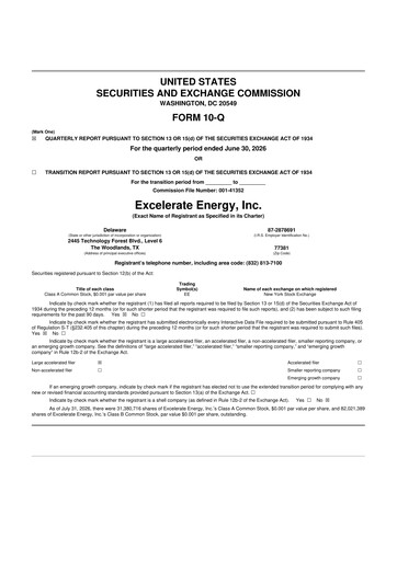 Miniature Excelerate Energy 10-Q Rapport trimestriel 2026 