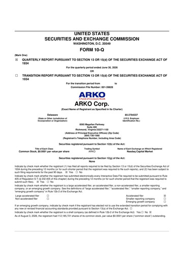 Thumbnail ARKO Corp. 10-Q Quarterly Report FY2026 