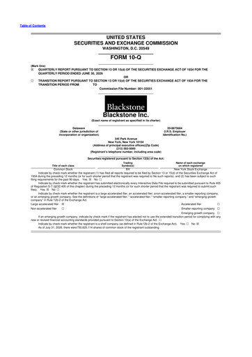 Thumbnail Blackstone Group 10-Q Quarterly Report FY2026 