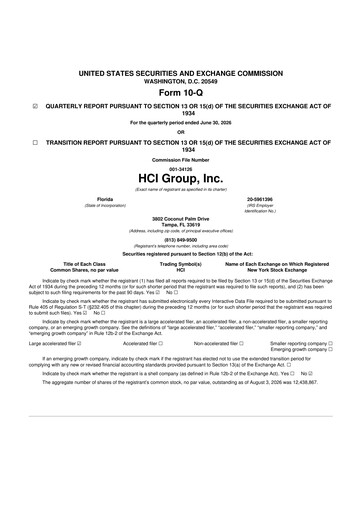 Thumbnail HCI Group
 10-Q Quarterly Report FY2026 