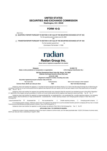 Miniature Radian Group
 10-Q Rapport trimestriel 2026 