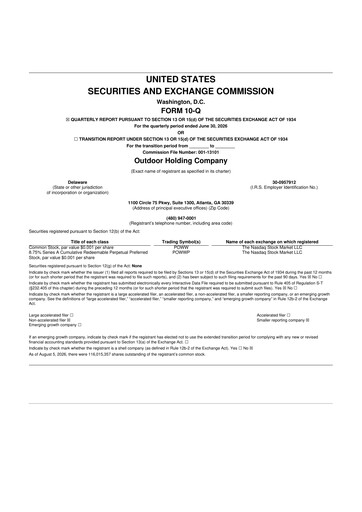 Thumbnail Outdoor Holding Company
 10-Q Quarterly Report FY2026 
