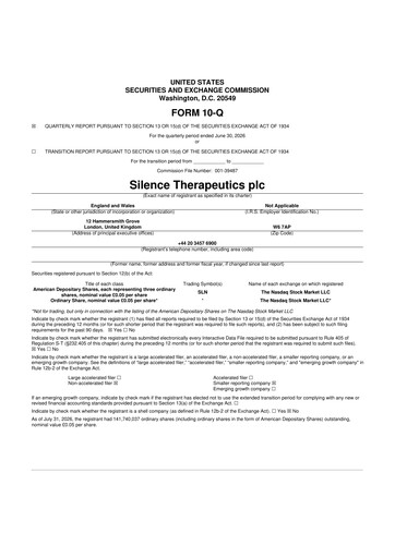 Thumbnail Silence Therapeutics 10-Q Quarterly Report FY2026 