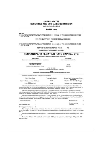 Thumbnail PennantPark Floating Rate Capital Ltd.
 10-Q Quarterly Report FY2026 