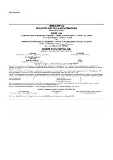 Thumbnail Axsome Therapeutics
 10-Q Quarterly Report FY2026 