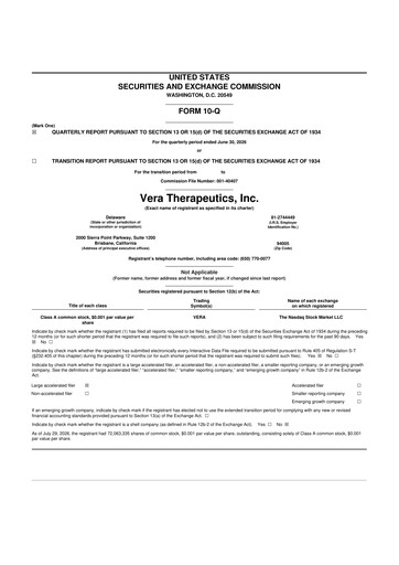 Thumbnail Vera Therapeutics 10-Q Quarterly Report FY2026 