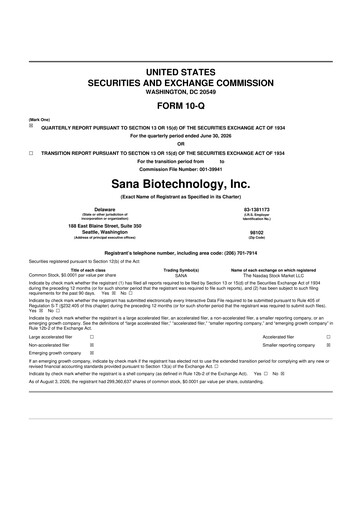 Thumbnail Sana Biotechnology 10-Q Quarterly Report FY2026 