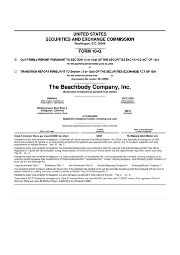 Thumbnail The Beachbody Company 10-Q Quarterly Report FY2026 