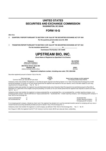 Thumbnail Upstream Bio 10-Q Quarterly Report FY2026 