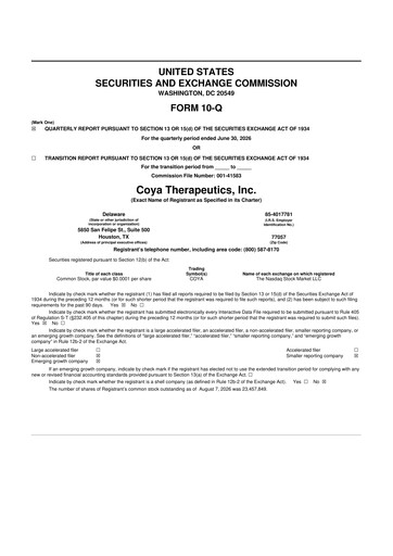 Thumbnail Coya Therapeutics 10-Q Quarterly Report FY2026 