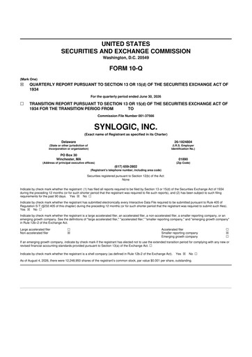 Thumbnail Synlogic 10-Q Quarterly Report FY2026 