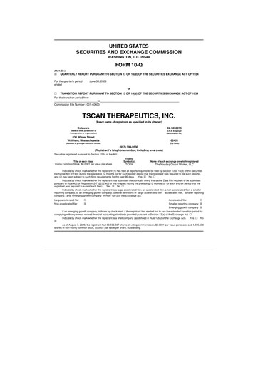 Vorschaubild TScan Therapeutics 10-Q Quartalsbericht 2026 