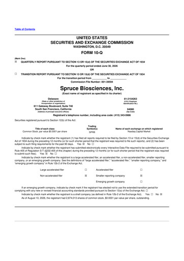 Vorschaubild Spruce Biosciences 10-Q Quartalsbericht 2026 