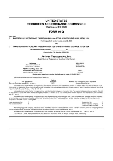 Miniature Acrivon Therapeutics 10-Q Rapport trimestriel 2026 