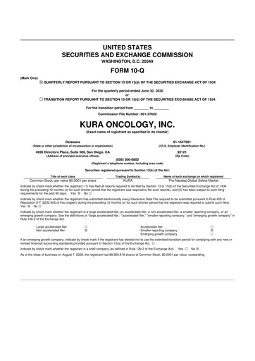 Thumbnail Kura Oncology
 10-Q Quarterly Report FY2026 