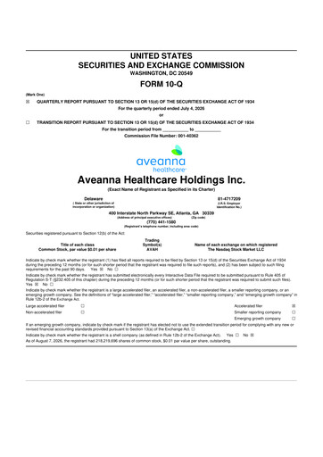 Vorschaubild Aveanna Healthcare 10-Q Quartalsbericht 2026 