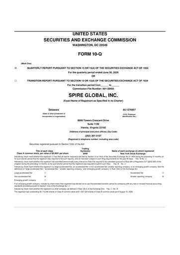 Thumbnail Spire Global 10-Q Quarterly Report FY2026 