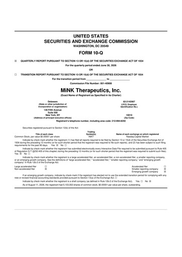 Miniature MiNK Therapeutics 10-Q Rapport trimestriel 2026 