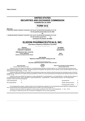 Thumbnail Eledon Pharmaceuticals 10-Q Quarterly Report FY2026 
