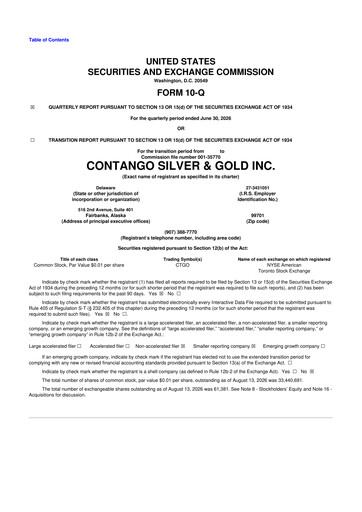 Miniature Contango Ore 10-Q Rapport trimestriel 2026 