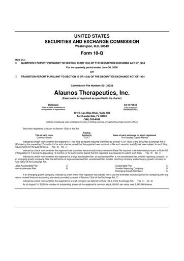 Thumbnail Alaunos Therapeutics 10-Q Quarterly Report FY2026 