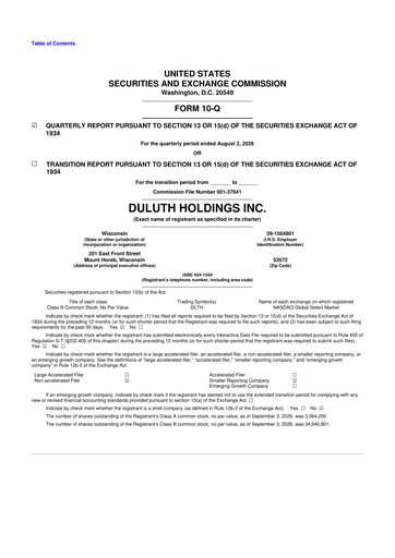Vorschaubild Duluth Holdings 10-Q Quartalsbericht 2026 