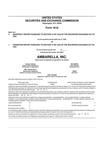 Thumbnail Ambarella 10-Q Quarterly Report FY2027 