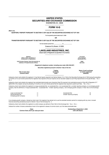 Thumbnail Lakeland Industries
 10-Q Quarterly Report FY2027 