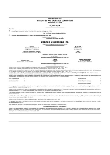 Thumbnail Benitec Biopharma
 10-K Annual Report 2026