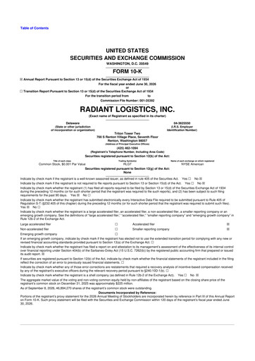 Vorschaubild Radiant Logistics
 10-K Jahresbericht 2026