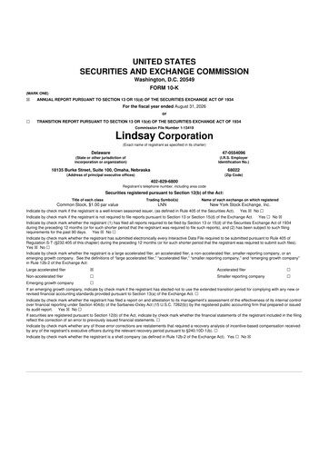 Vorschaubild Lindsay Corporation
 10-K Jahresbericht 2026