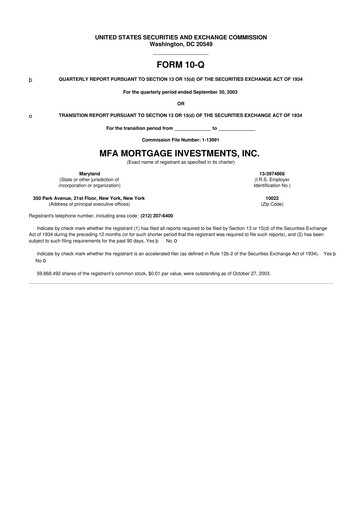 Thumbnail MFA Financial 10-Q Quarterly Report FY 